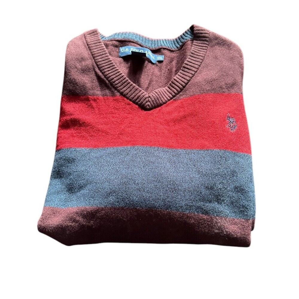 U.S. Polo Assn. Sweater Multicolor Pullover Men’s XXL Blue Red Brown Long Sleeve - Picture 5 of 8